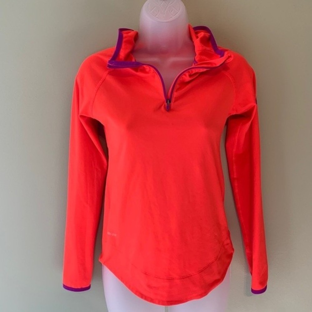 Nike Pro 1/4 Zip Pullover Orange Hoodie, Large